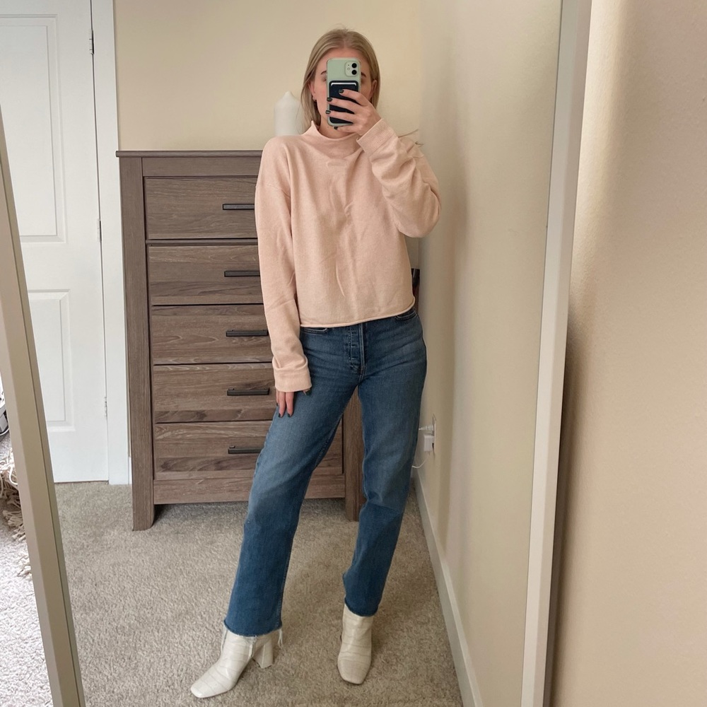 The Upside blush pink mock neck sweater